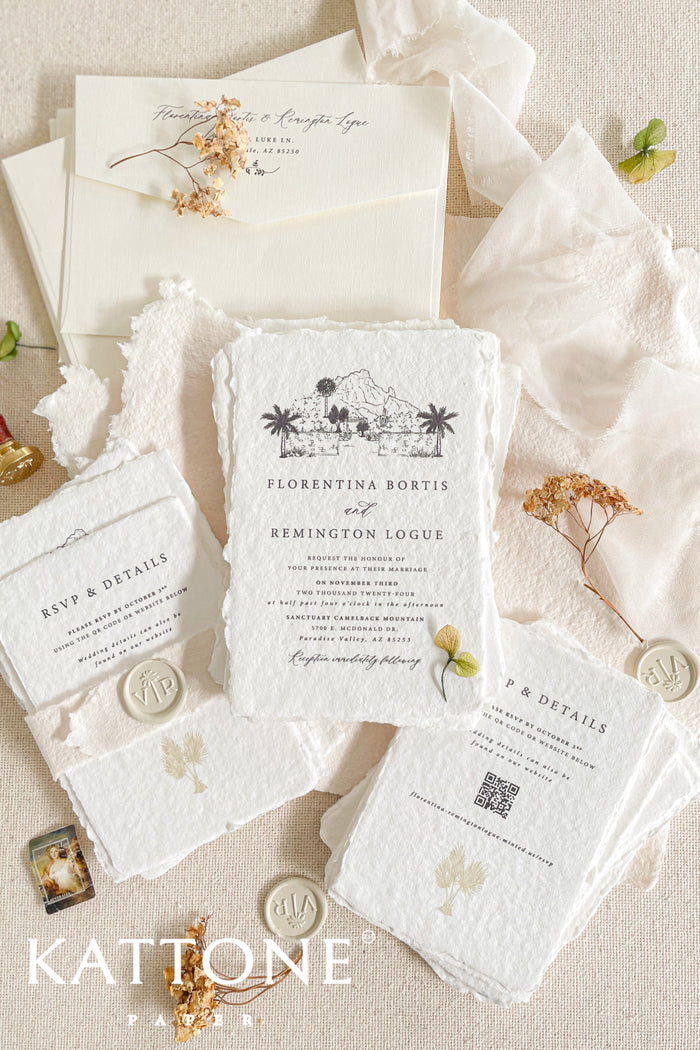 Rosella Handmade Paper Wedding Invitation Sets