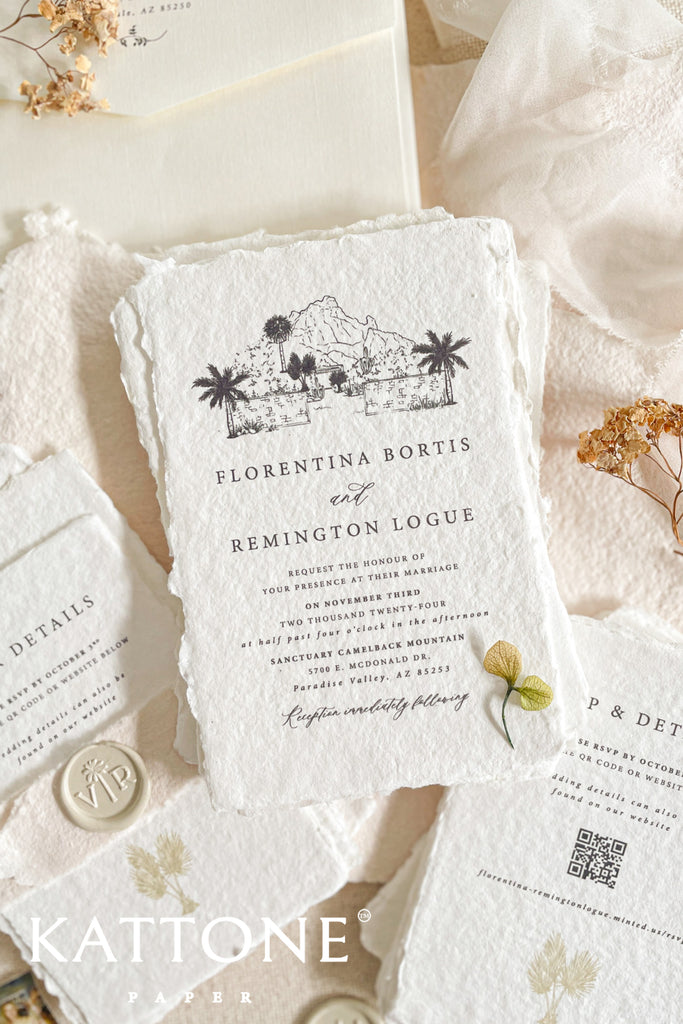 Rosella Handmade Paper Wedding Invitation Sets