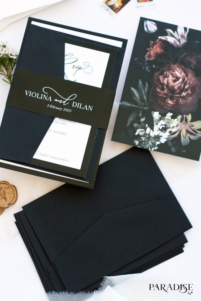 Elvia Elegant Flowers Engagement Invitation