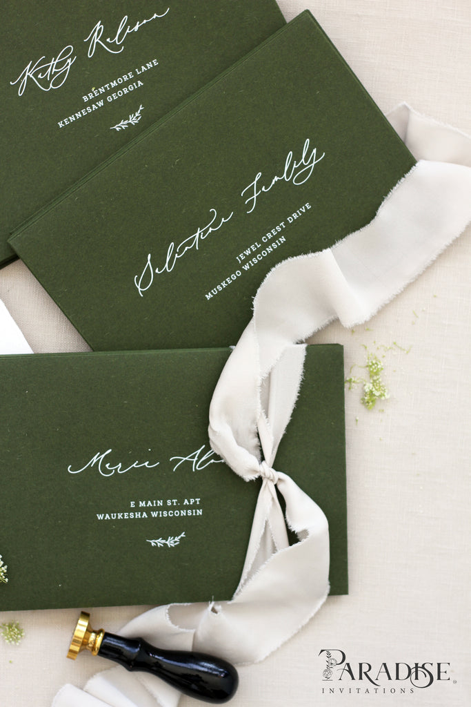 Forest Green Envelopes White Ink Printing