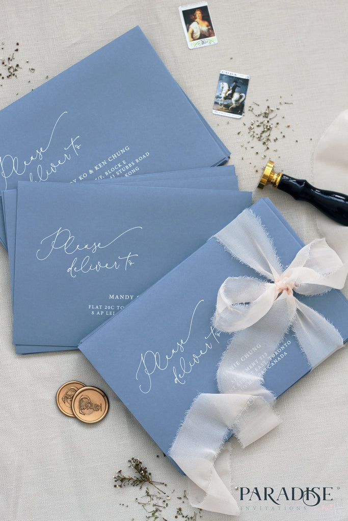 Sky Blue Envelopes White Ink Printing