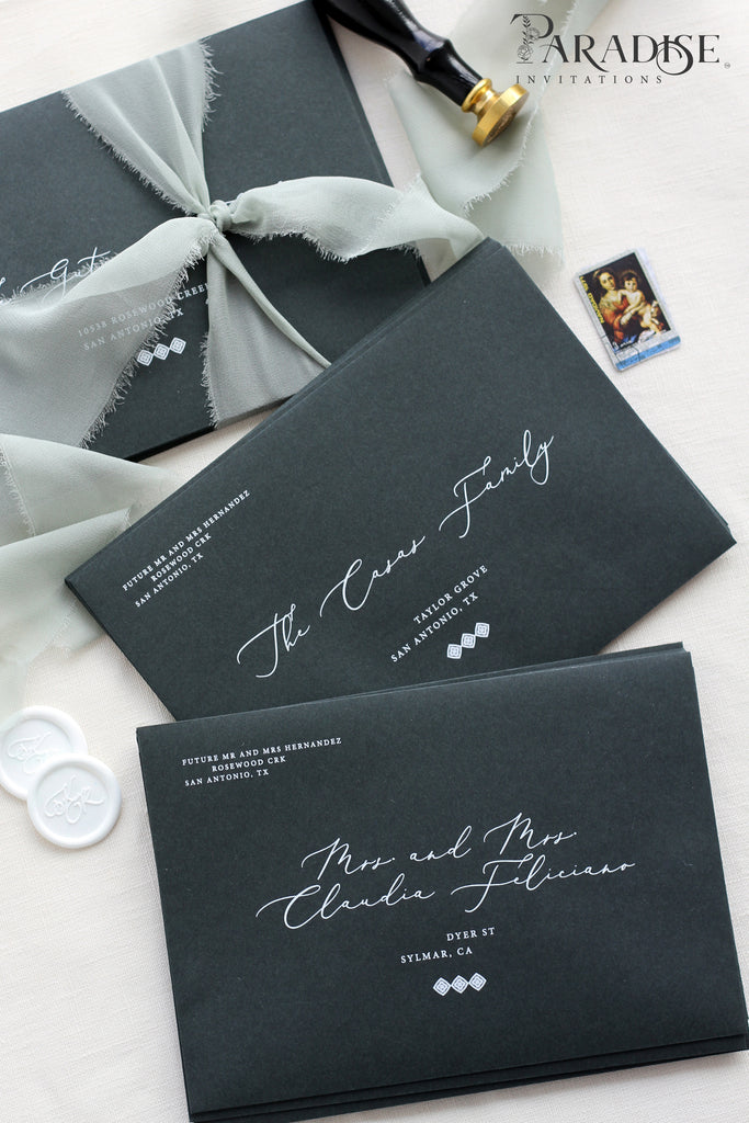 Hunter Green Envelopes White Ink Printing