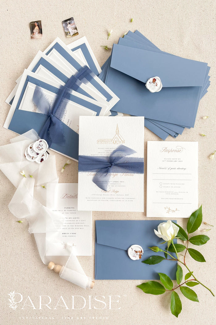 Ellaine Silk Ribbon Wedding Invitations