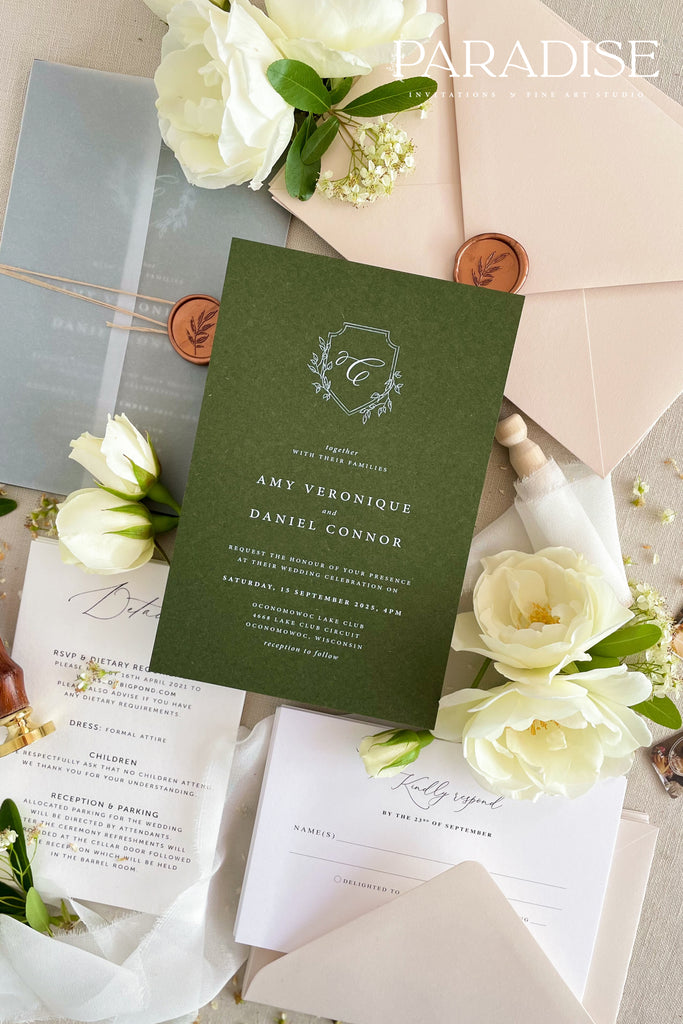 Everleigh Forest Green Wedding Invitations