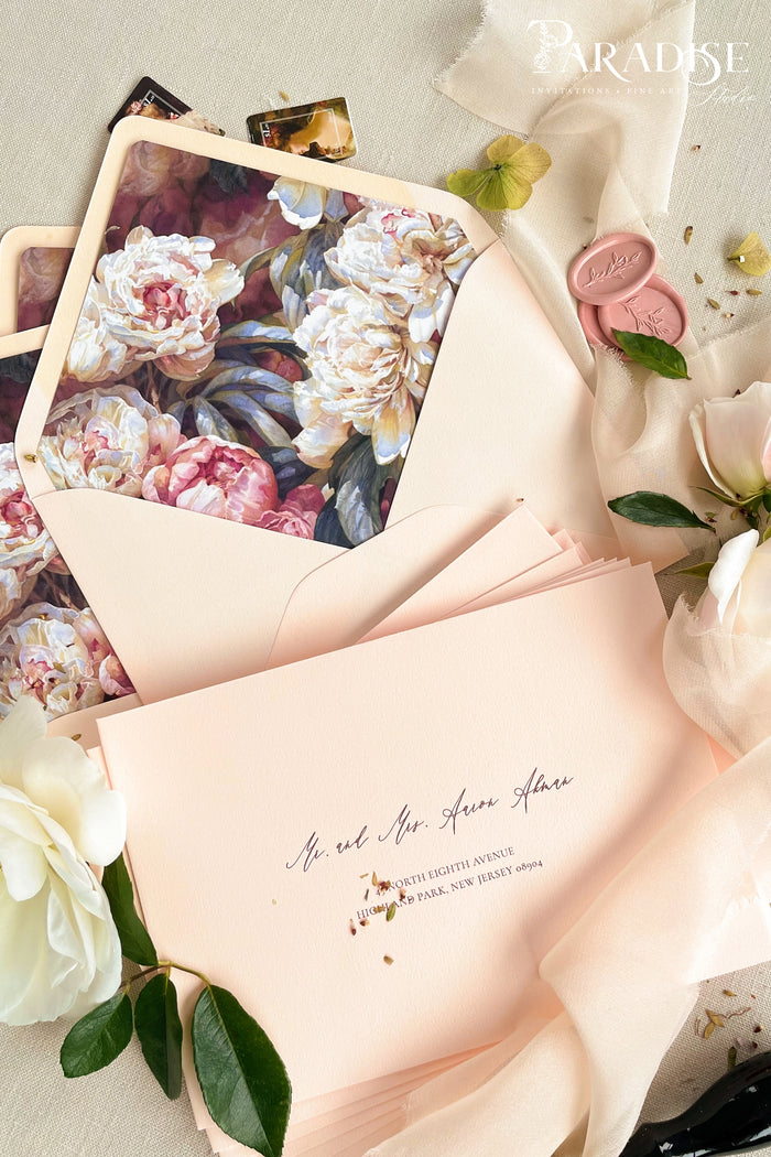 Soft Peach Envelopes and Floral Liners