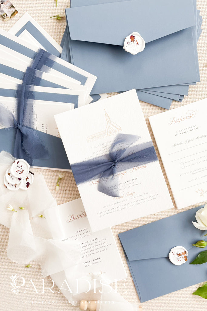 Ellaine Silk Ribbon Wedding Invitations