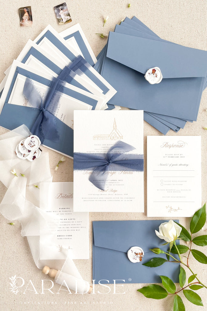 Ellaine Silk Ribbon Wedding Invitations