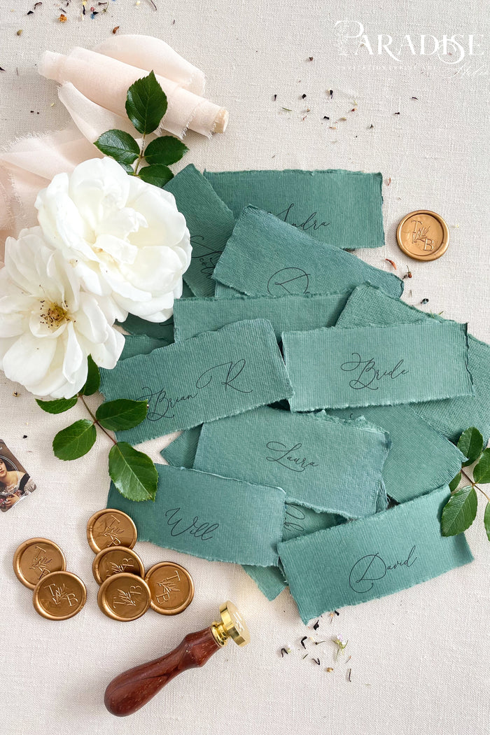 Whitley Emerald Handmade paper Place Cards