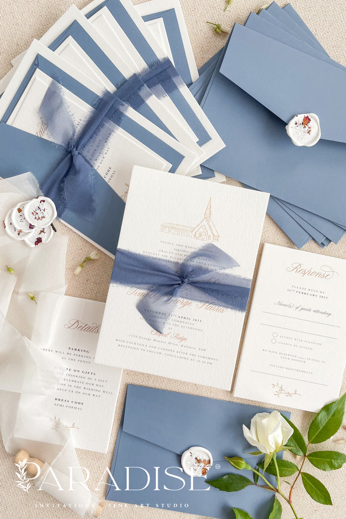 Ellaine Silk Ribbon Wedding Invitations