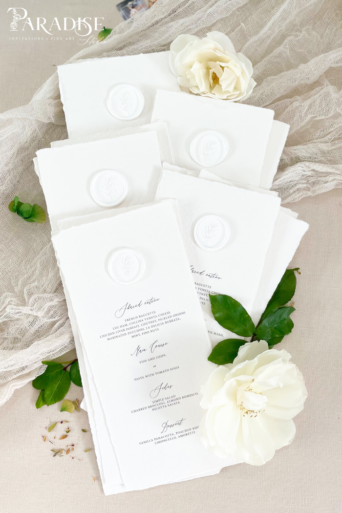 Criseyde Handmade Paper Wedding Menus