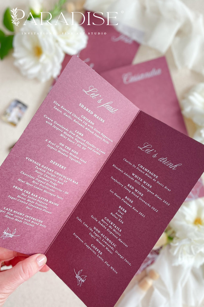 Chenelle Burgundy Wedding Menus