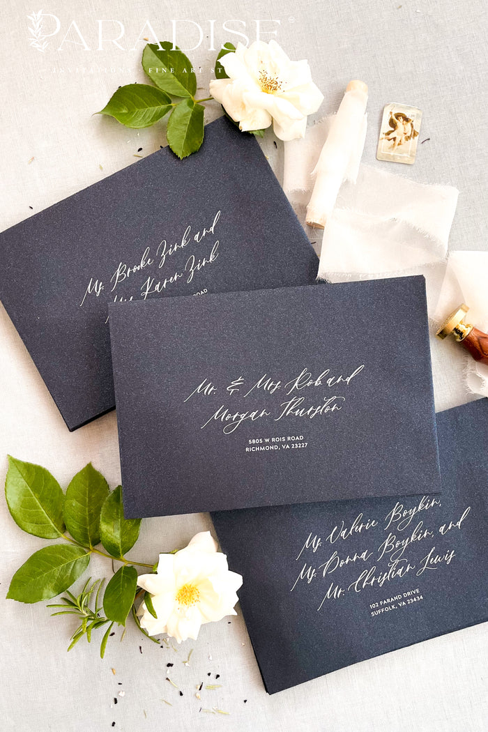 Blue Moon Metallic Envelopes and White Ink Printing