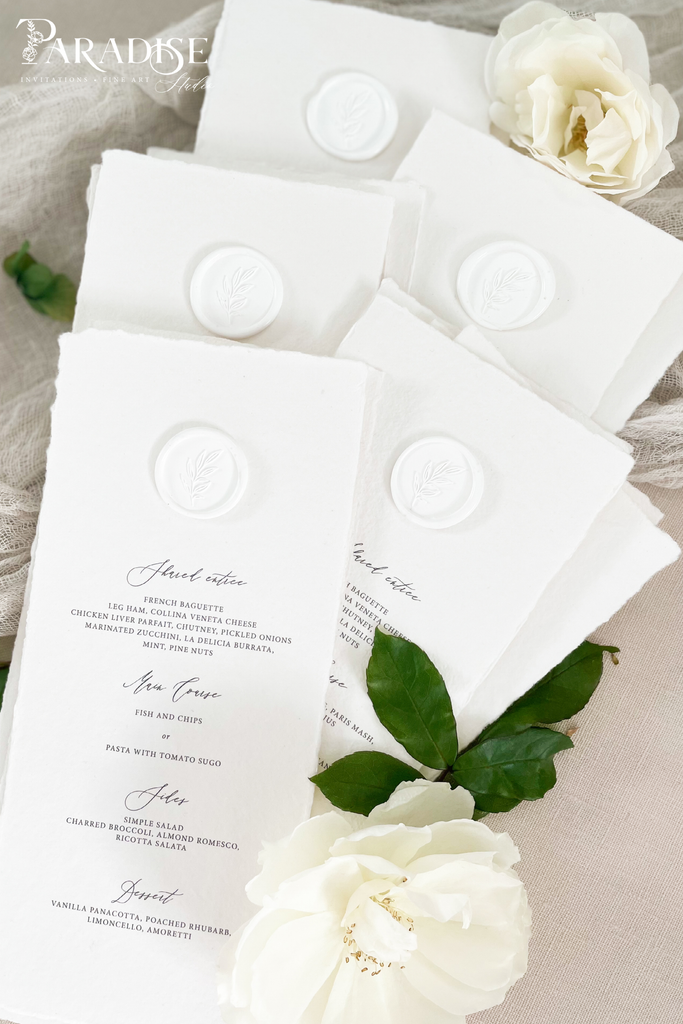 Criseyde Handmade Paper Wedding Menus