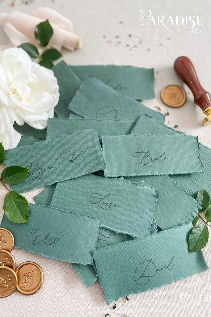 Whitley Emerald Handmade paper Place Cards