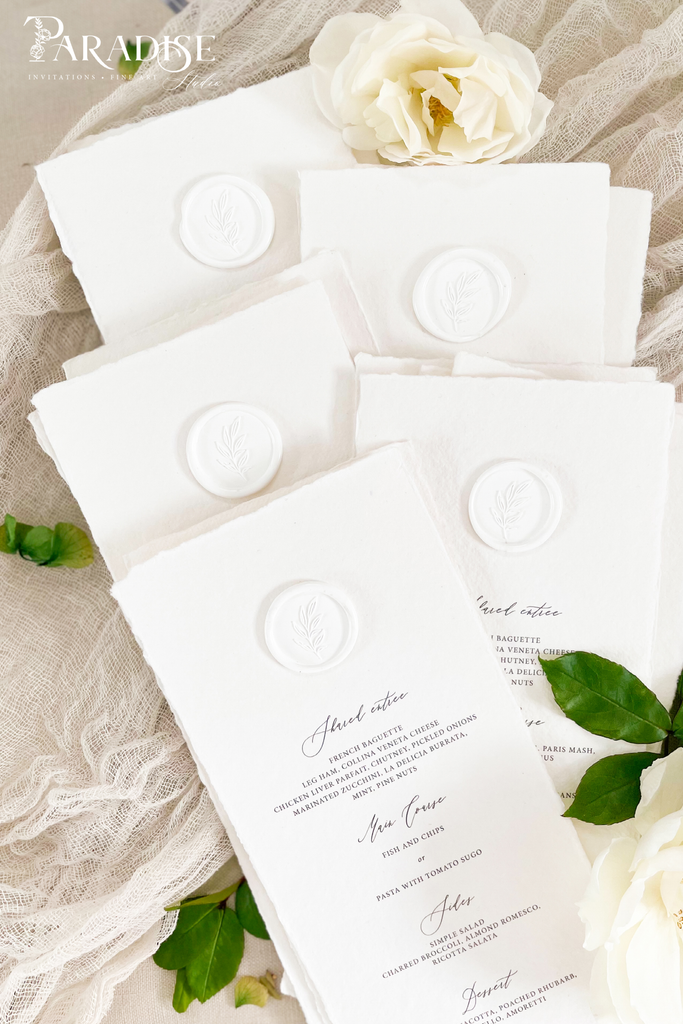 Criseyde Handmade Paper Wedding Menus