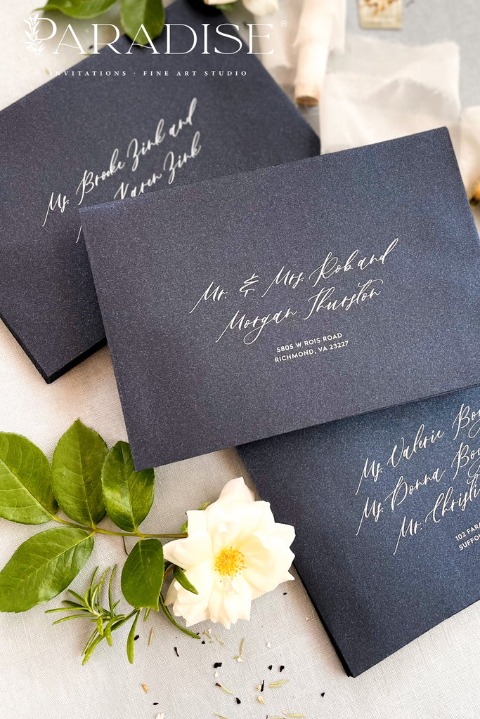 Blue Moon Metallic Envelopes and White Ink Printing