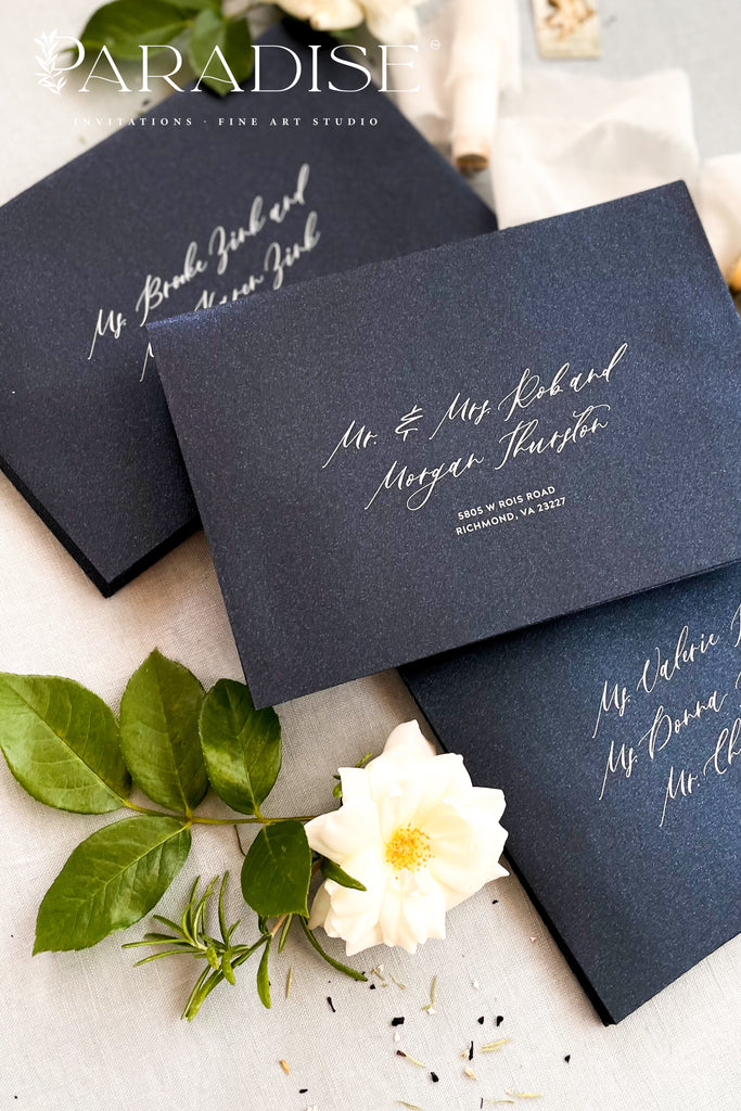 Blue Moon Metallic Envelopes and White Ink Printing