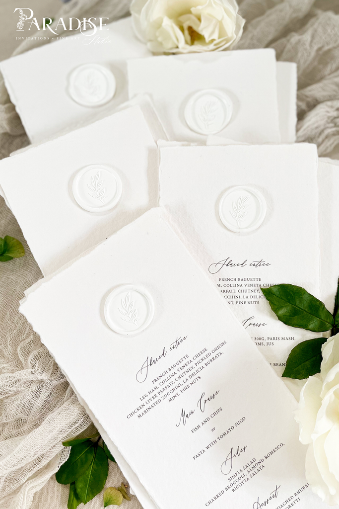 Criseyde Handmade Paper Wedding Menus