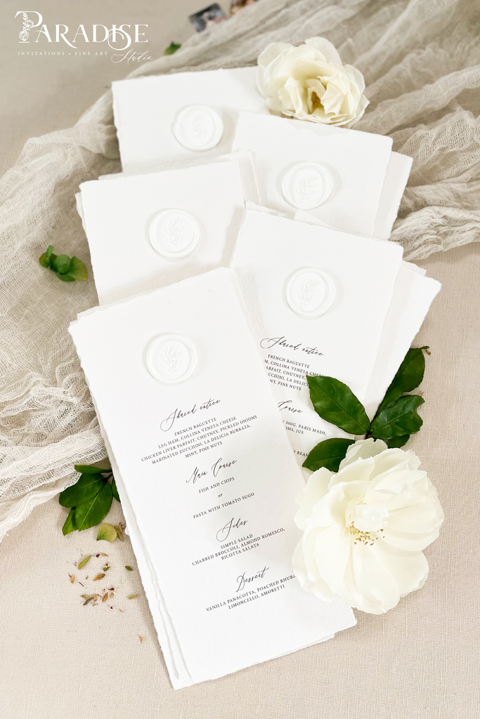 Criseyde Handmade Paper Wedding Menus