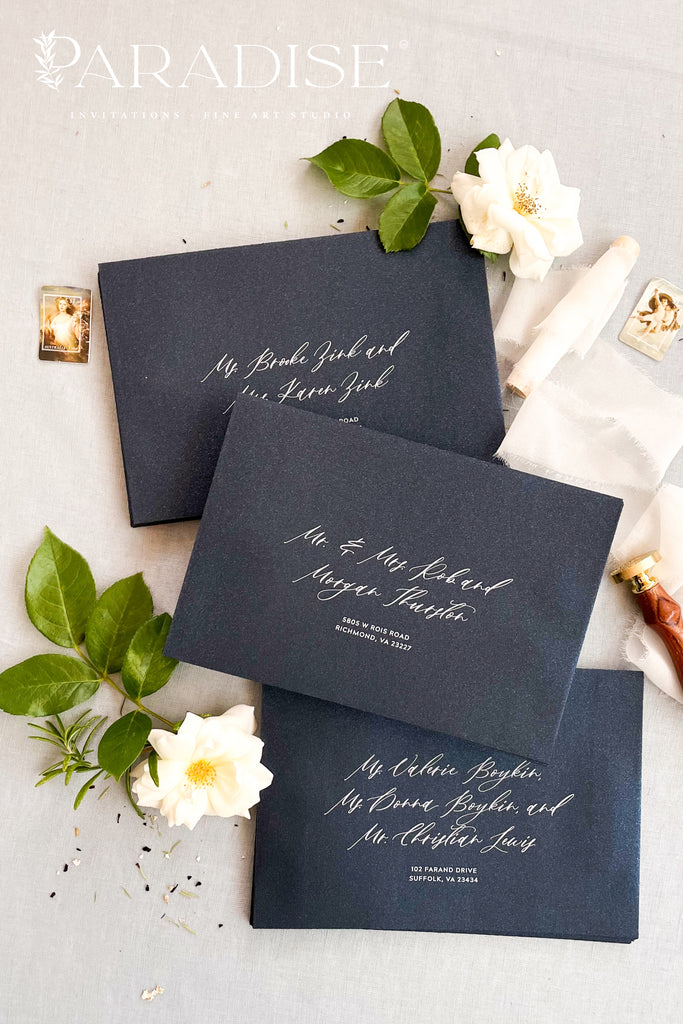 Blue Moon Metallic Envelopes and White Ink Printing