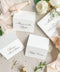 Elevate your event with our refined place cards, crafted from premium cardstock and designed with elegant handwritten-style calligraphy. Their crisp, minimalist look makes them perfect for weddings, rehearsal dinners, galas, and sophisticated gatherings. With a clean folded silhouette and timeless aesthetic, these place cards bring effortless beauty, clarity, and polished charm to any seating display.