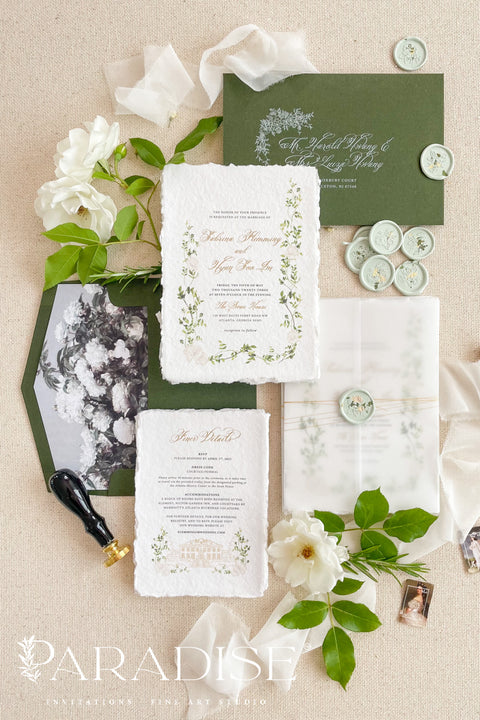 Announce your special day with the delicate, artistic beauty of a hand-painted touch. This wedding invitation set features a one-of-a-kind custom venue illustration, beautifully rendered in soft watercolor, making it a deeply personal keepsake. The custom artwork is elegantly framed by lush botanical details, creating a harmonious and enchanting design that is perfect for a garden wedding, an outdoor celebration, or any couple who loves a unique and whimsical aesthetic.