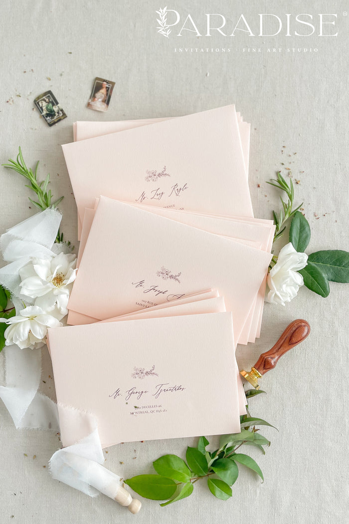 Soft Peach Envelopes and Black ink Printing