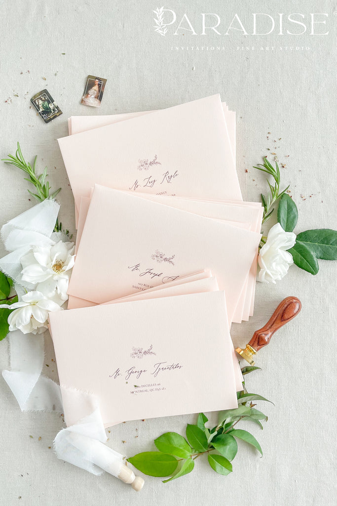 Soft Peach Envelopes and Black ink Printing