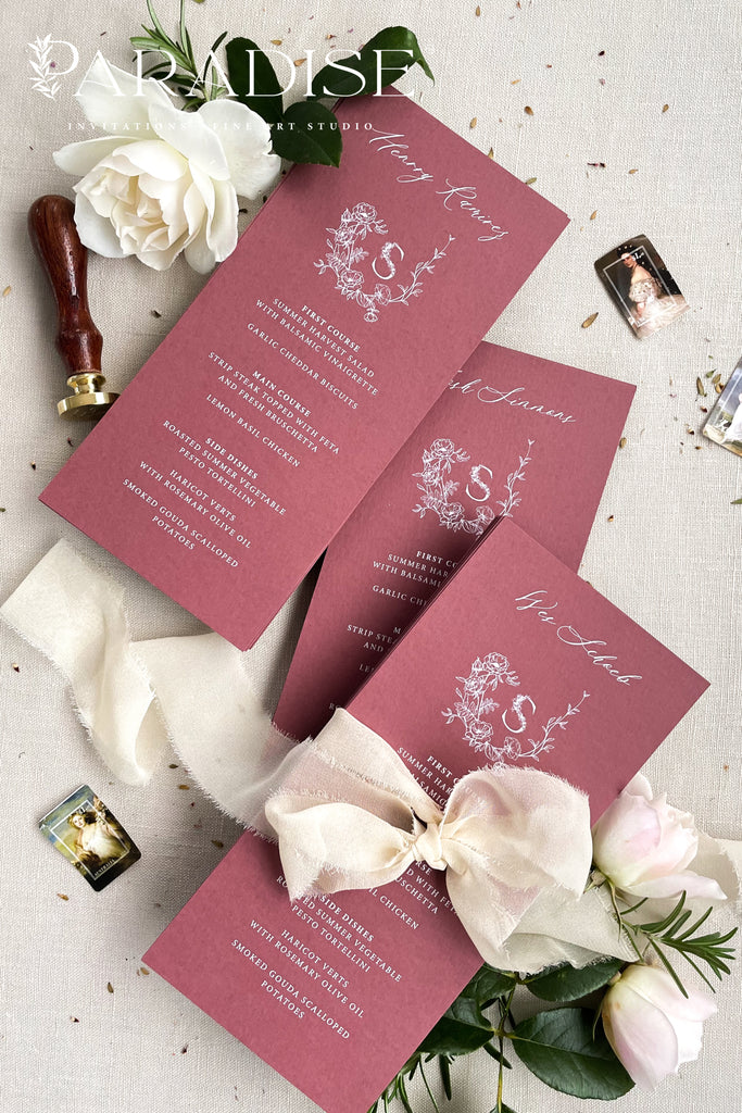 Sabine Burgundy Wedding Menus