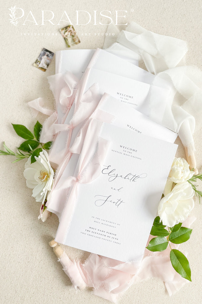 Dory Silk Ribbon Wedding Programs