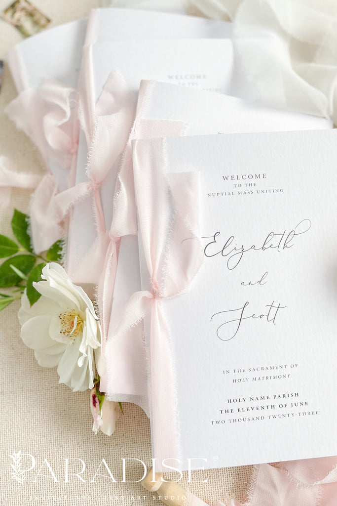 Dory Silk Ribbon Wedding Programs