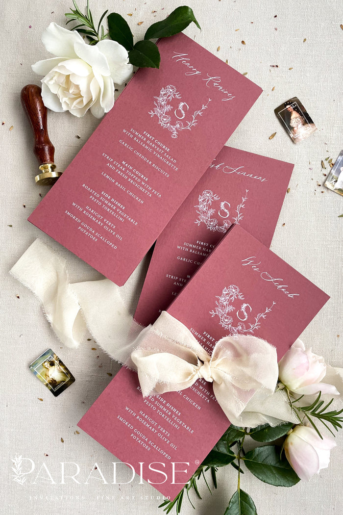 Sabine Burgundy Wedding Menus