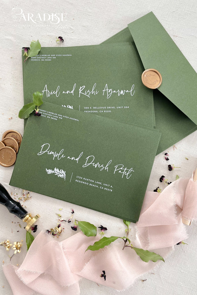 Forest Green Envelopes and White Ink Printing