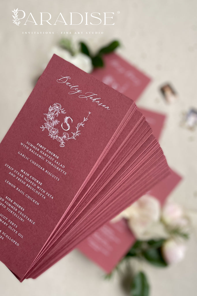 Sabine Burgundy Wedding Menus