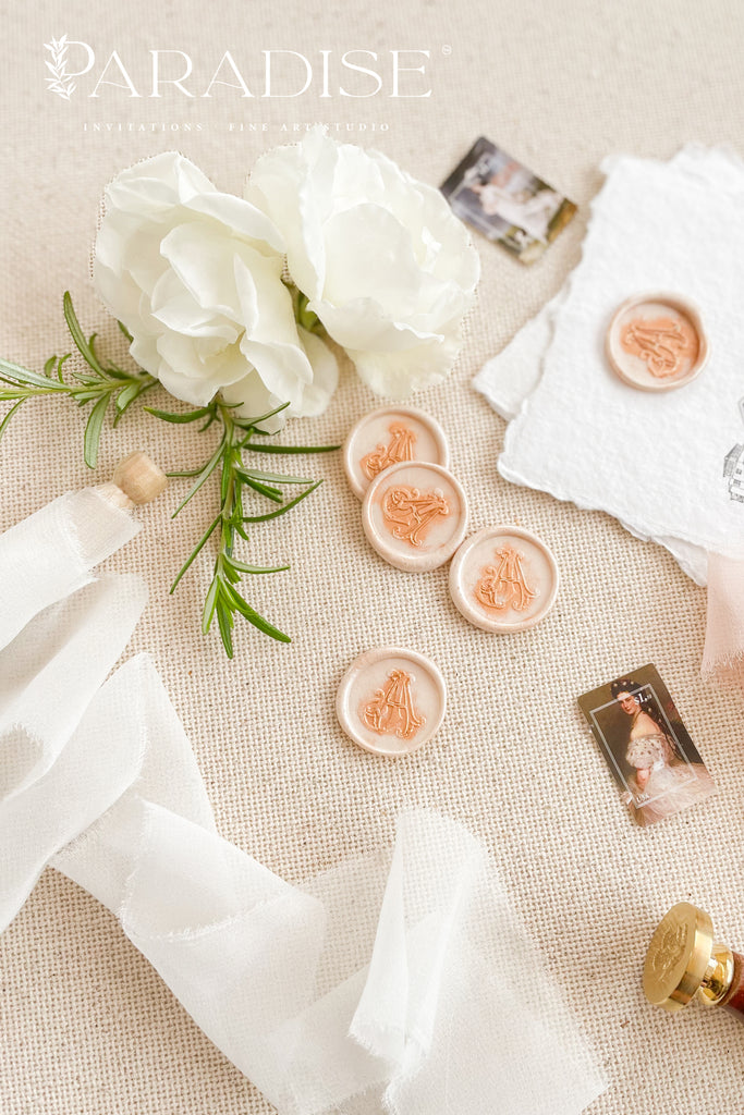 Champagne With Bronze Monogram Wax Seals