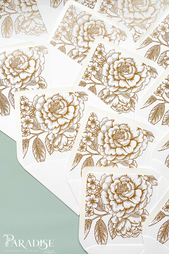 Golden Floral Envelope Liners