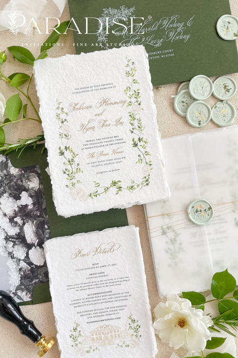 Announce your special day with the delicate, artistic beauty of a hand-painted touch. This wedding invitation set features a one-of-a-kind custom venue illustration, beautifully rendered in soft watercolor, making it a deeply personal keepsake. The custom artwork is elegantly framed by lush botanical details, creating a harmonious and enchanting design that is perfect for a garden wedding, an outdoor celebration, or any couple who loves a unique and whimsical aesthetic.