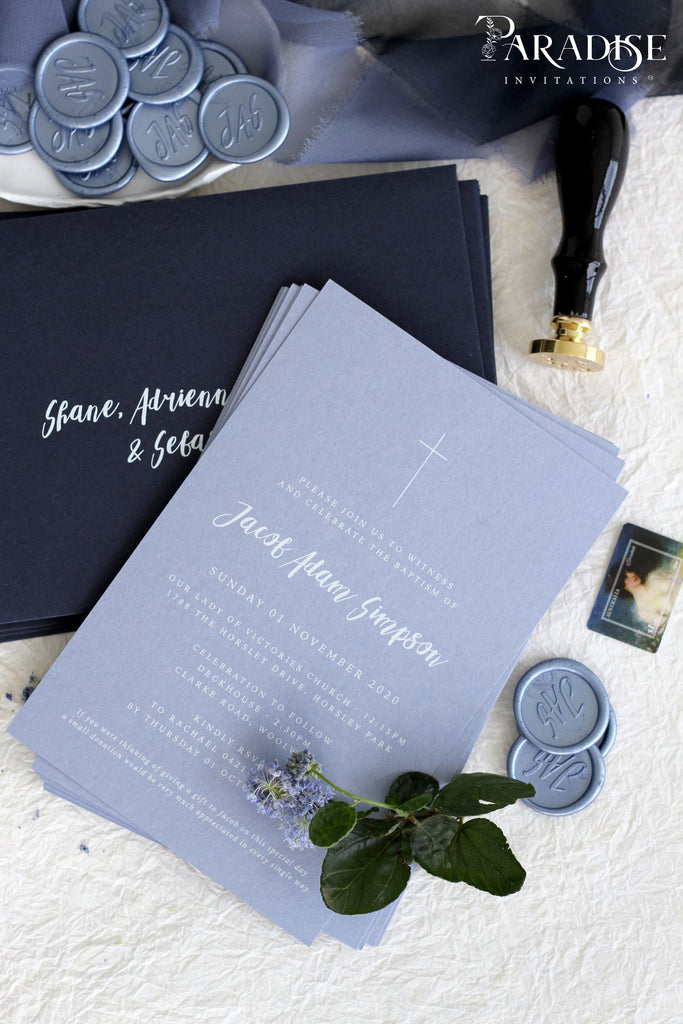 Lydia Dusty Blue Christian Invitation