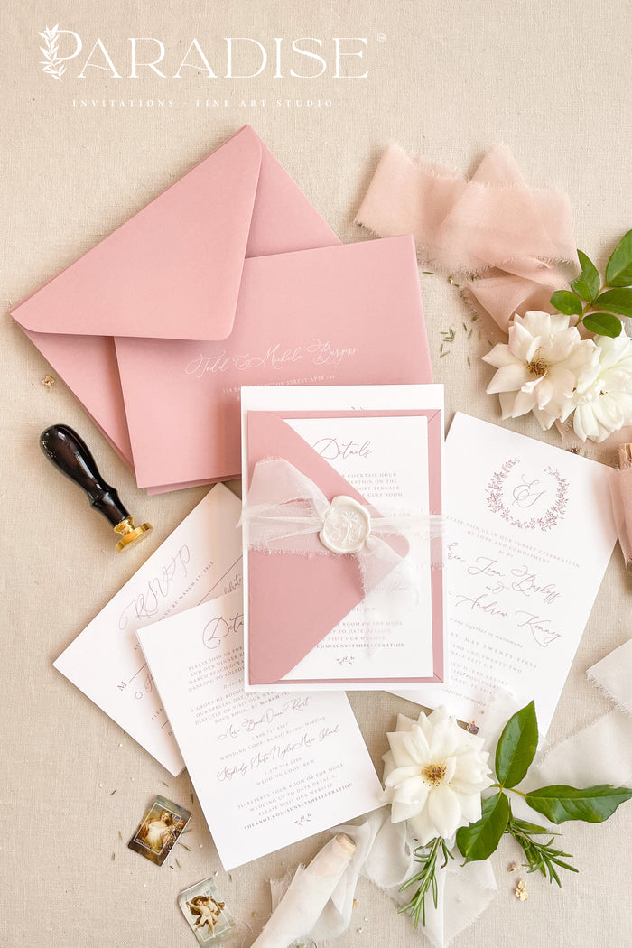 Amedee Wild Rose Wedding Invitations