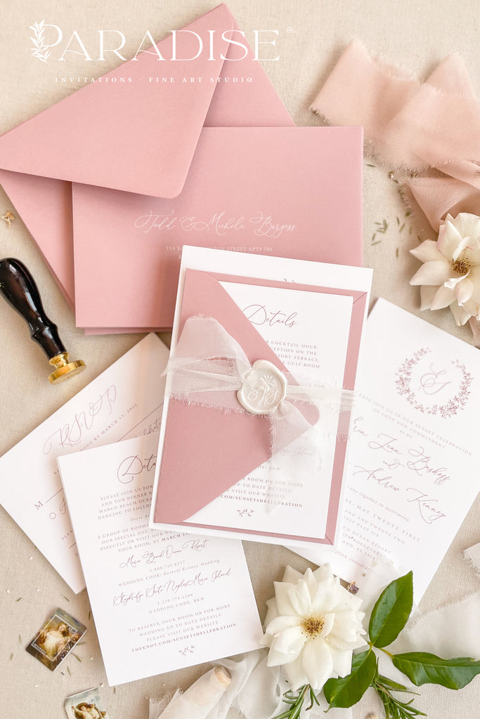 Amedee Wild Rose Wedding Invitations