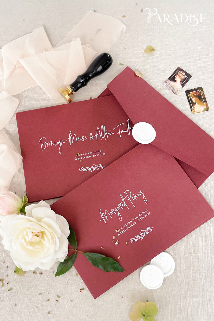 Marsala Envelopes and White Ink Printing