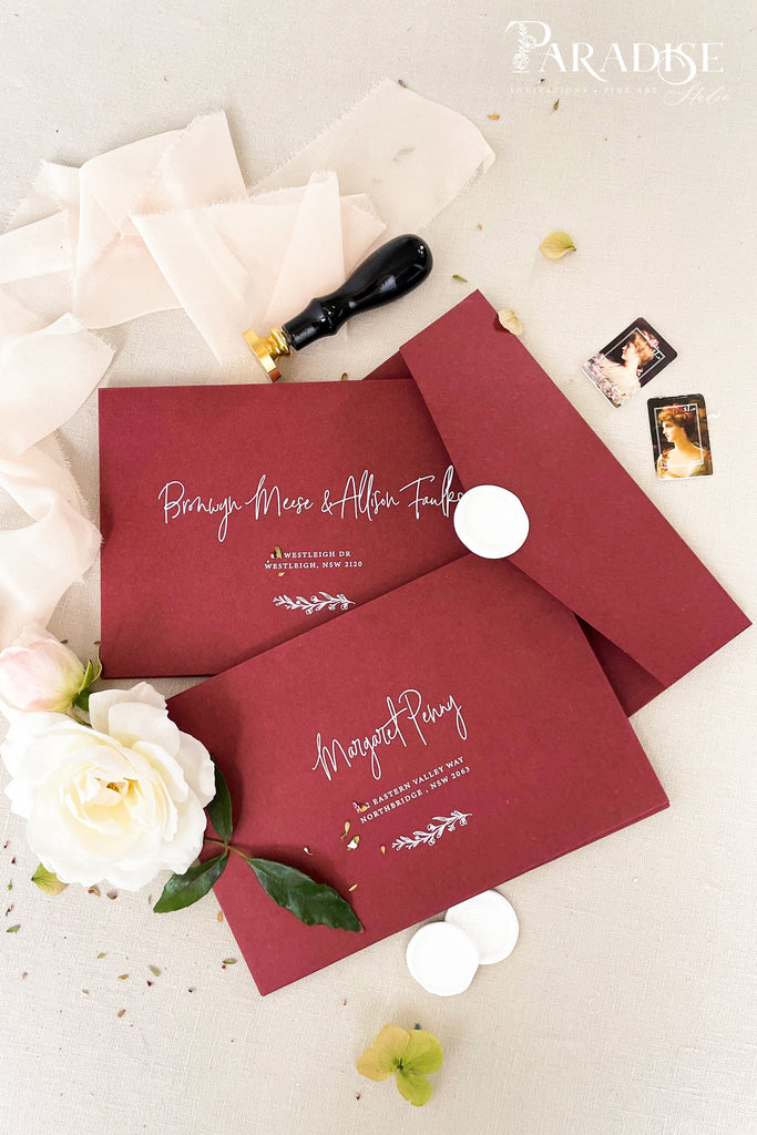 Marsala Envelopes and White Ink Printing