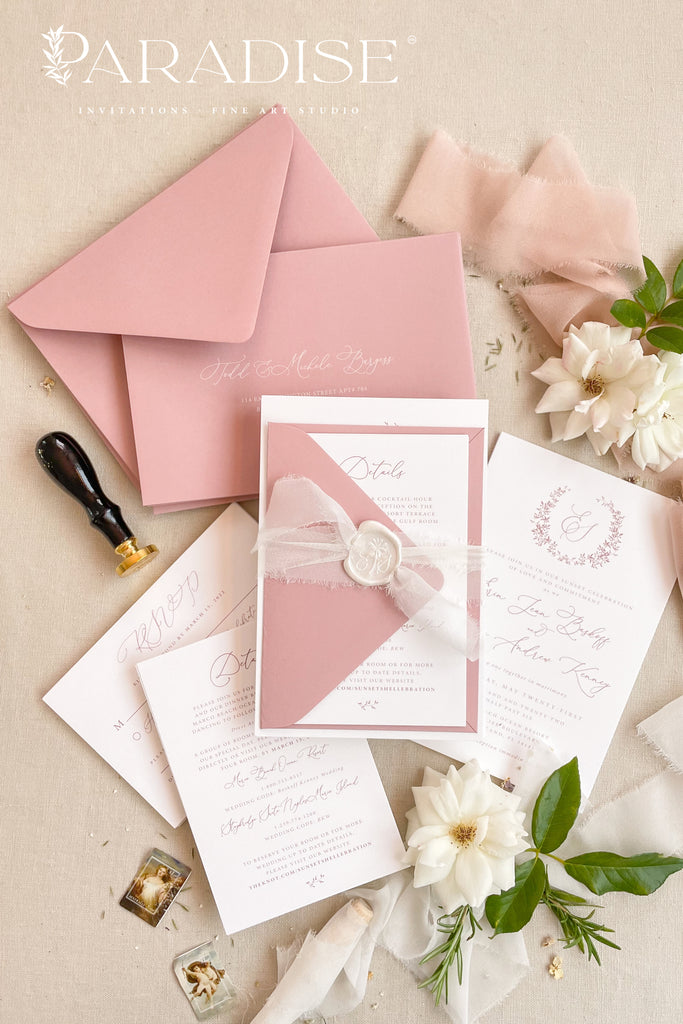 Amedee Wild Rose Wedding Invitations