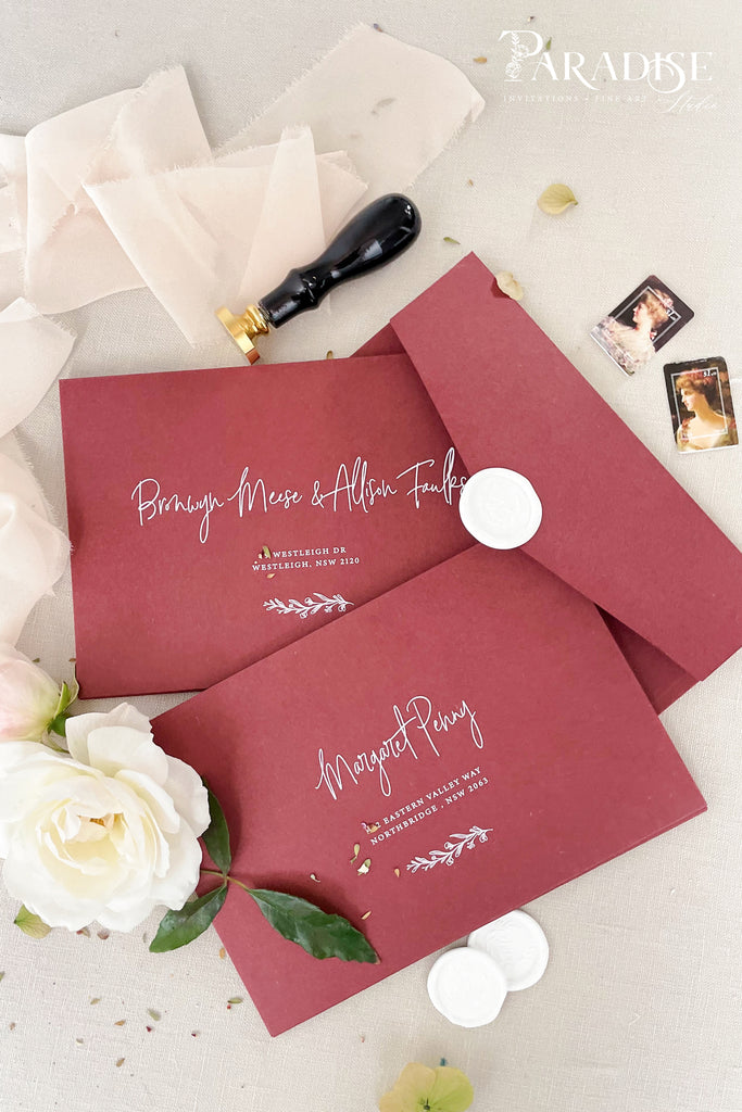 Marsala Envelopes and White Ink Printing