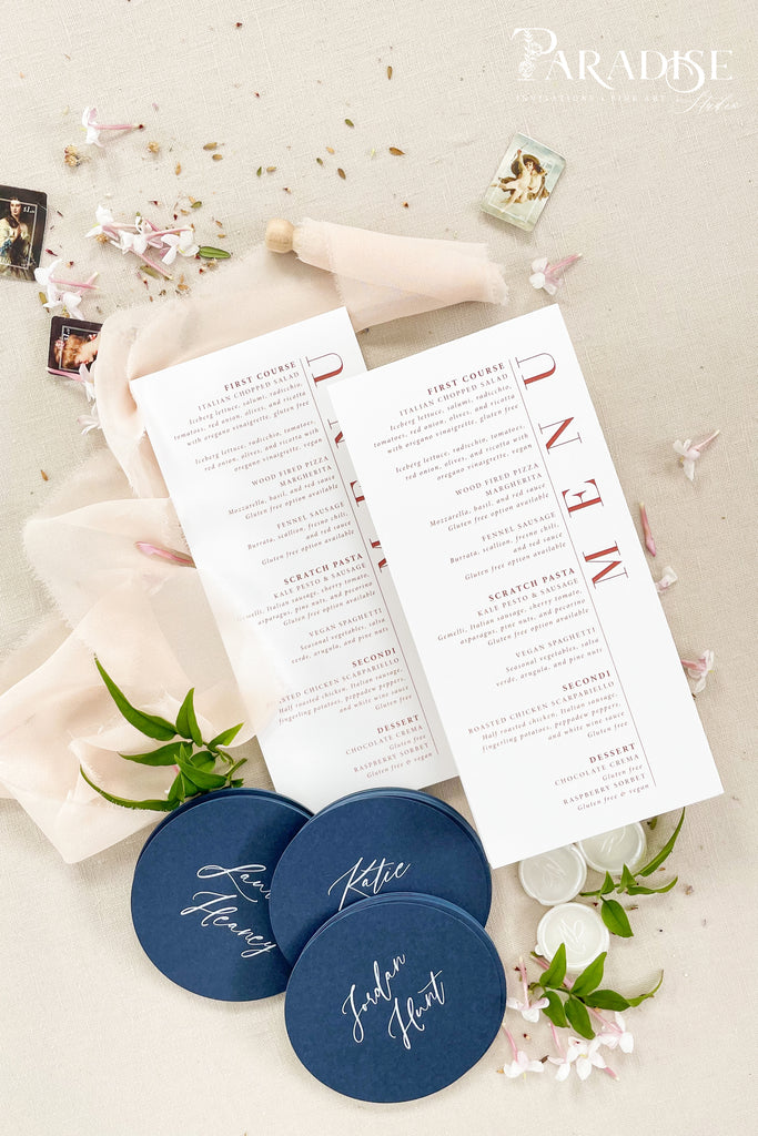 River Modern Wedding Menus