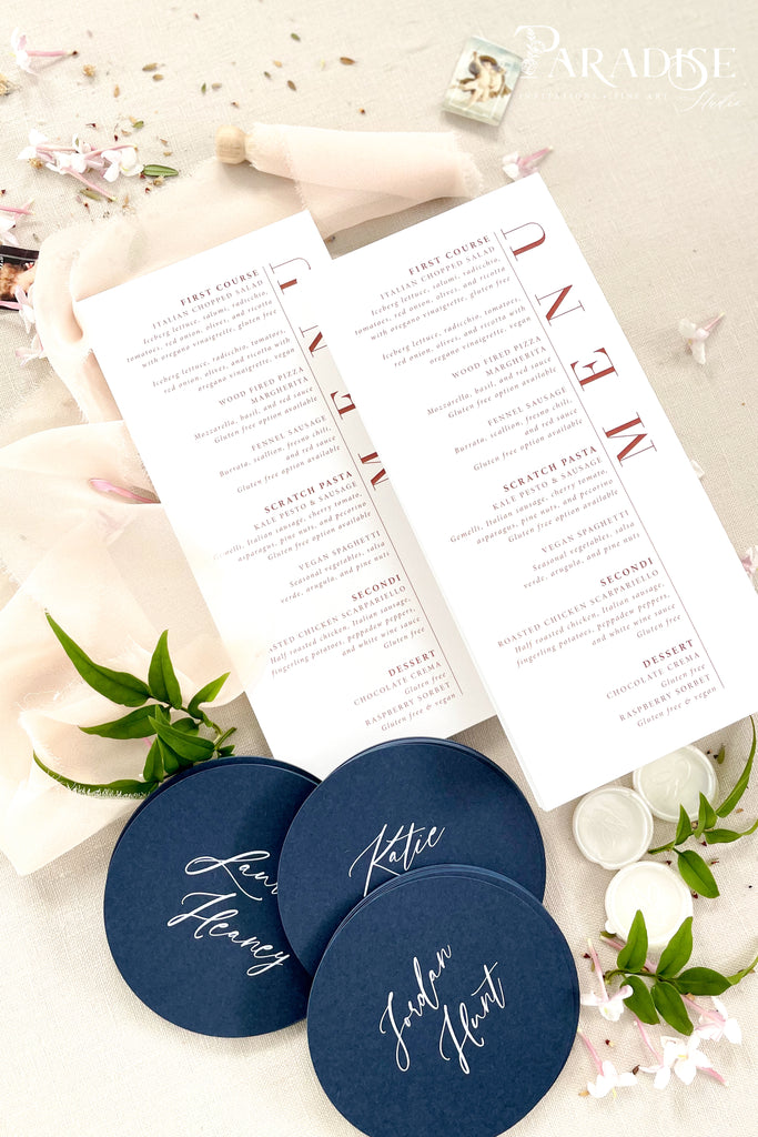 River Modern Wedding Menus