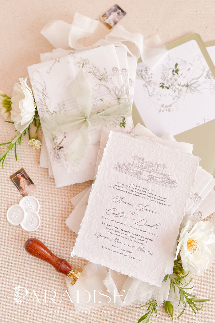 Amarante Handmade Paper Wedding Invitation Sets