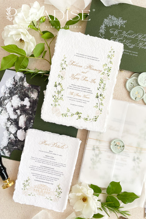 Announce your special day with the delicate, artistic beauty of a hand-painted touch. This wedding invitation set features a one-of-a-kind custom venue illustration, beautifully rendered in soft watercolor, making it a deeply personal keepsake. The custom artwork is elegantly framed by lush botanical details, creating a harmonious and enchanting design that is perfect for a garden wedding, an outdoor celebration, or any couple who loves a unique and whimsical aesthetic.