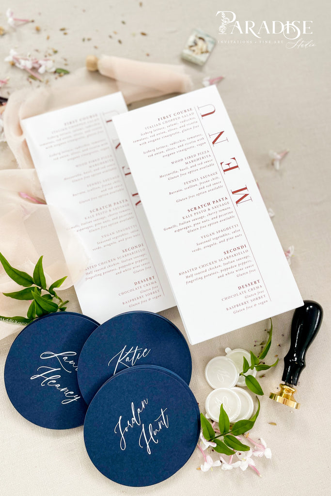 River Modern Wedding Menus