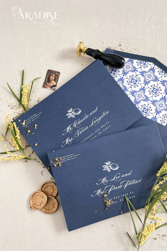 Navy Envelopes and White Ink Printing